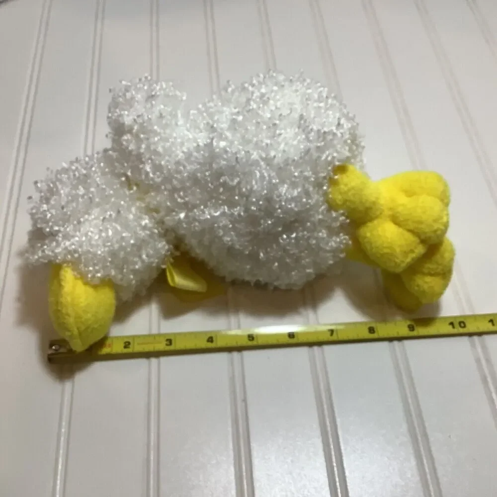 Animal Adventure Duck White and Yellow 8”Plush Gingham Ribbon Bow